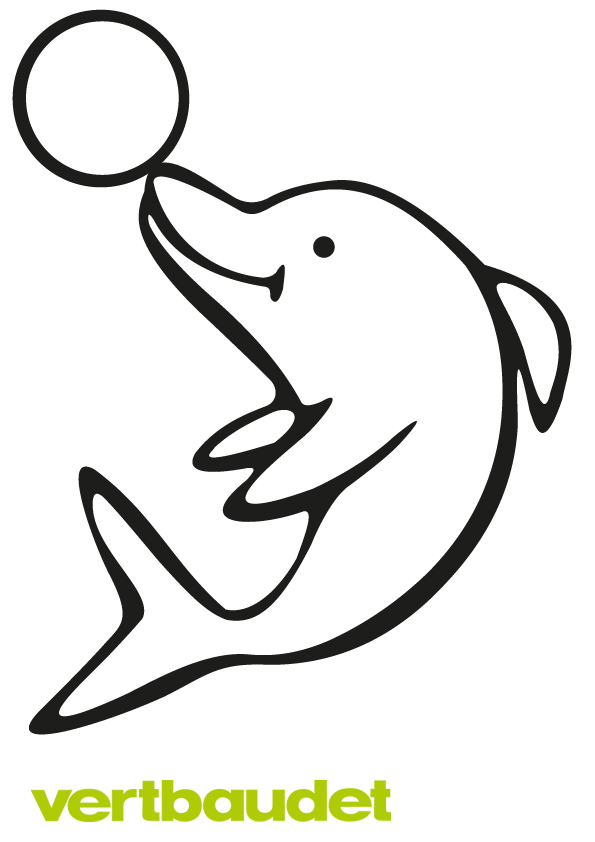 Delfin mit Ball als Malvorlage für Kinder