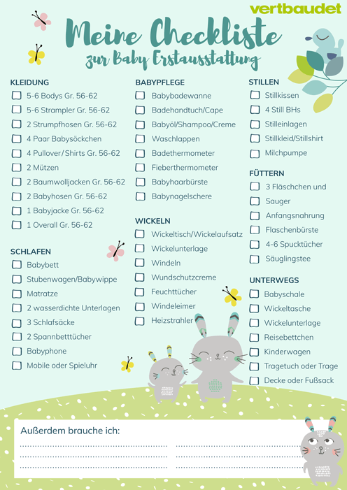 Featured image of post Baby Erstausstattung Checkliste Pdf Neben der ausf hrlichen beratung haben wir im onlineshop alles was ihr kind f r die erstausstattung und dar ber hinaus ben tigt