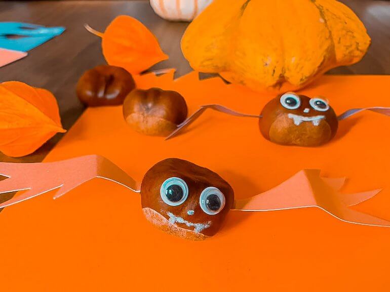 Süße Fledermäuse aus Kastanien basteln – Halloween DIY ...